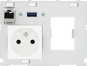 Modlink MSDD Frontplattenschnittste Steckdose France + RJ45 + USB FI-S
