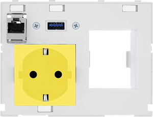Modlink MSDD Kombieinsatz 2-fach De 1xRJ45+USB-A + Ausschnitt für 2 pol