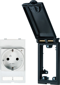 Rahmen 1-fach Modlink Metall sw m.VDE-Steckd.