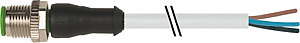 M12 Stecker gerade PVC-OB 3x0,34 grau 1m