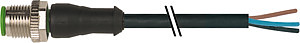 M12 Stecker gerade PVC-OB 3x0,34 schwarz 0,3m