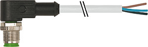 M12 Stecker gewinkelt PVC-OB 3x0,34 grau 2m