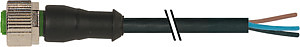 M12 Buchse gerade PVC-OB 3x0,34 schwarz 0,3m