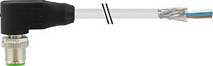 M12 Stecker gewinkelt PUR-JB 5x0,34 geschirmt grau 15m