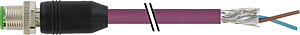 M12 Stecker gerade PUR-OB 1x2x0,64 geschirmt violett
