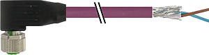 Buchse M12 gew. frei.Leit.ende PUR vio 0,3m