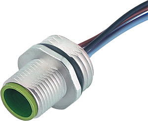 Flanschstecker M12 A-kod. Vorderwandmontage PP-Litze