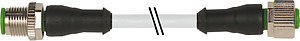 Stecker M12 ger. auf M12-Bu. ger. /PVC grau 3m