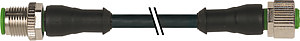 Stecker M12 ger. auf M12-Bu. ger. /PVC sw 3m
