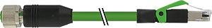 M12 Bu. 0° / RJ45 St. 0° geschirmt, PUR 2x2xAWG22 shielded gn 3.0