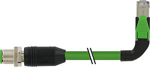M12 St. 0°/ RJ45 90°links geschirmt Ethernet
