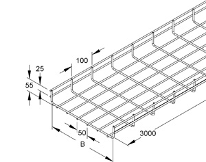 U-Gitterrinne 54x70x3000mm blaupassiviert DIN 50 961