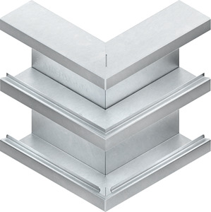 GK-Außeneck 90° doppelzügig symmetr 220x90 mm, De-Öffn. 2x78 mm Stahl, bandv