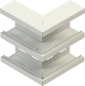 GK-Außeneck 90° doppelzügig symmetr 220x70 mm, De-Öffn. 2x78 mm Stahl, bandv