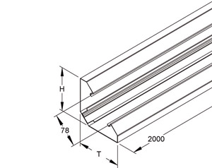 Pultkanalunterteil 120x120x2000mm pulverbeschichtet RAL 9005 De-Öffn.