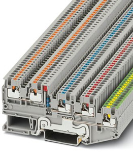 Initiatoren-/Aktorenklemme, mit ro er Leuchtanzeige und Schutzleiterfu