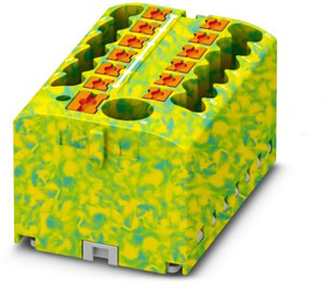 Verteilerblock m.E. 2,5qmm 13KS Push-In 57A+24A/450V Grundbl. GNYE