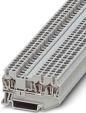 Dreileiter-Zugfederklemme 2,5qmm Klemmenbreite 5,2mm grau