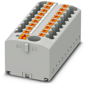 Verteilerblock m.E. 2,5qmm 19KS Push-In 57A+24A/500V Grundbl. GY