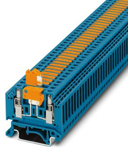 Messer-Trennklemme 2,5qmm blau m.Prüfbuchsenschrauben b=5,2mm