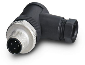 Sensor-Aktor-Stecker 4pol. M 12 gewinkelt m.Metallrändel