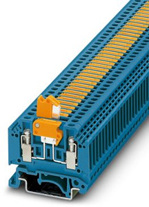 Messer-Trennklemme 2,5qmm blau 2Schraubanschlüsse b=5,2mm