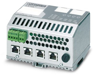 Ethernet-Switch, vier Ports im RJ45 -Format für PROFINET RT, tragschien