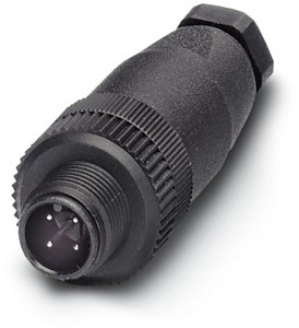 Sensor-Aktor-Stecker 4pol. M 12 gerade mit Kunststoffrändel
