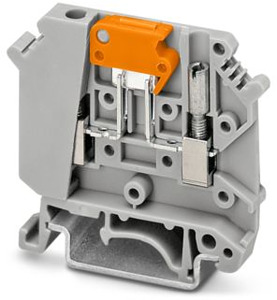 Messer-Trennklemme 4qmm grau m.Prüfbuchsenschrauben b=6,2mm