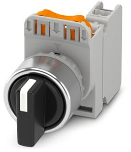 Wahlschalter, 22 mm, kreisförmig, 2 Schaltstellungen, mit automatischer Rück
