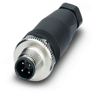 Sensor-Aktor-Stecker 4pol. M 12 gerade mit Metallrändel