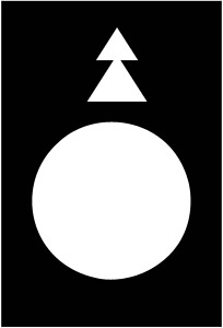 Symbolschild Katzfahrwerk links LInks V1-V2 schwarz