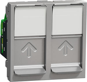 Optiline 45/Unica Datendose 2xRJ45 Cat5e Staubschutz Aluminium