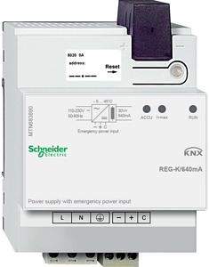 KNX Spannungsversorgung REG-K/640 m A mit Notstromeingang, lichtgrau