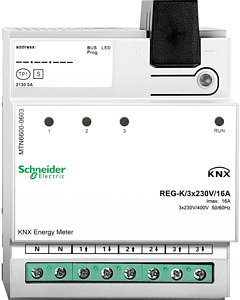 KNX Energiezähler, REG-K/3x230V/16 A, lichtgrau