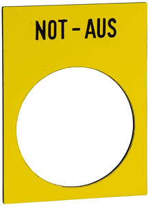 Anzeigeschild NOT-AUS gelb Schrift schwarz