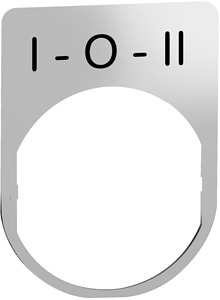 Schildträger 30x40mm, mit Beschrift ung I-0-II, für Harmony 22mm, aus Metall