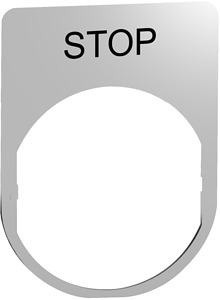 Schildträger 30x40mm, mit Beschrift ung STOP, für Harmony 22mm, aus Metall