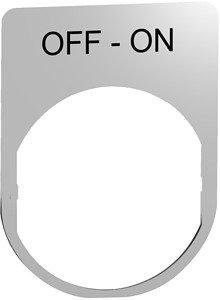 Schildträger 30x40mm, mit Beschrift ung OFF-ON, für Harmony 22mm, aus Metall