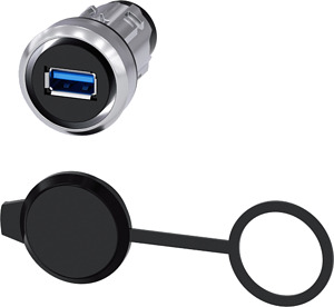 USB-Anschluss, 22 mm, Metall hochgl USB-Buchse3.0 rund IP65