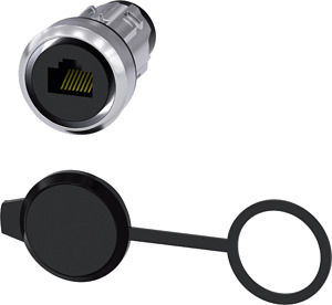 RJ45-Anschluss 22 mm Metall hochgl RJ45-Buchse rund IP65
