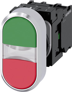 BELEUCHT. DOPPELDRUCKTASTER, GRUEN, Doppeldrucktaster, beleuchtet, 22 mm, ru