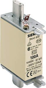 NH000-Sicherungseinsatz 100A gL/gG Grifflasche spannungsführend