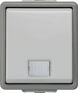 Kontroll-Ausschalter m.Fenster DELTA fläche AP IP44 Kontrolllampe