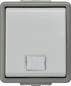 Kontroll-Wechselschalter m.Fenster DELTA fläche AP IP44 Kontrolllampe