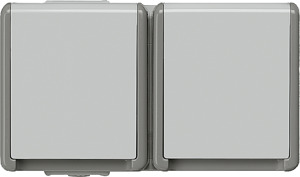 Schuko-Steckdose 2-fach waagerecht DELTA fläche AP IP44 16A 250V