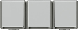 Schuko-Steckdose 3-fach waagerecht DELTA fläche AP IP44 16A 250V