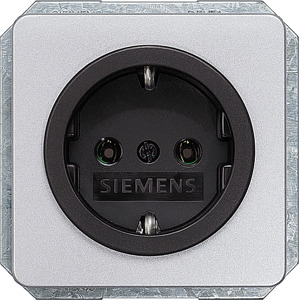 SCHUKO-Steckdose 16A DELTA profil silber/schwarz