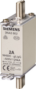 NH000-Sicherungseinsatz 6A GL/GG 500VAC 250V mit Stirnmelder