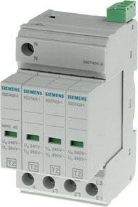 UESE T2, UC 350/264V a.c., 3+1,FM Überspannungsableiter T2, UN 240/400V, U